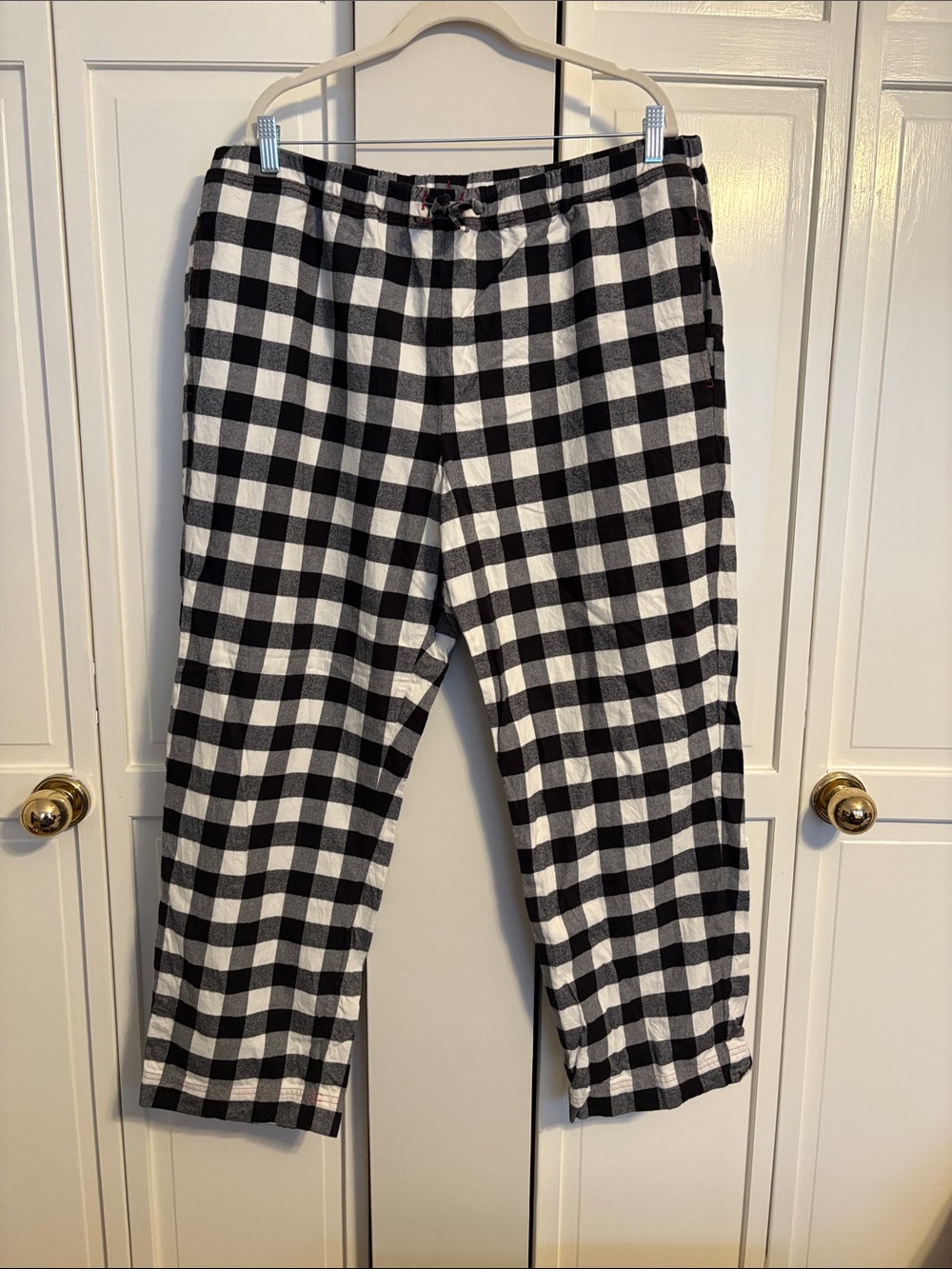 Hanna Andersson Black & White Buffalo Check Mens Flannel Pants XL